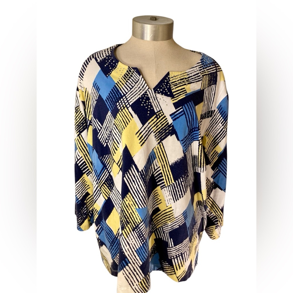 Alfred Dunner Womens V Necklace Top. Size XL